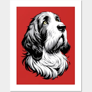 Stunning and Cool Grand Basset Griffon Vendeen Monochrome and Gold Portrait for Father's Day Posters and Art